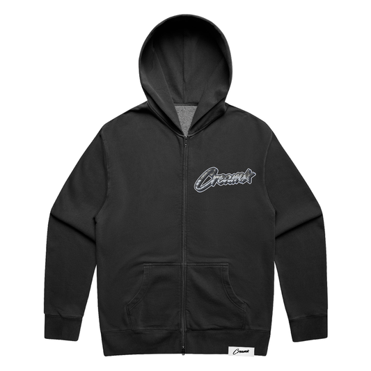 Money Print Zip Up Hoodie (Washed Black)